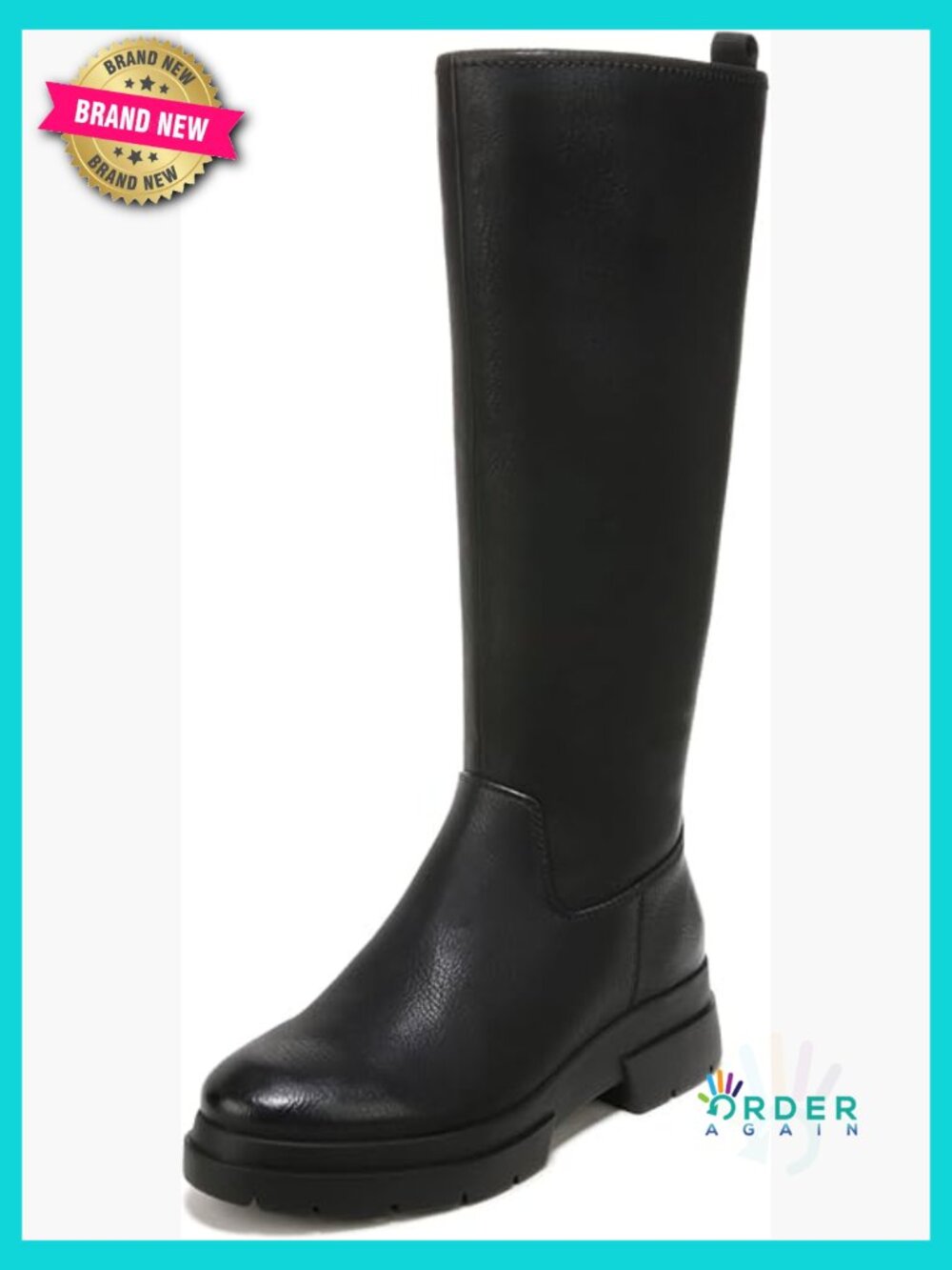 Women's Chunky Knee-High Boot with Lug Sole Water-Repellent Side Zip Memory